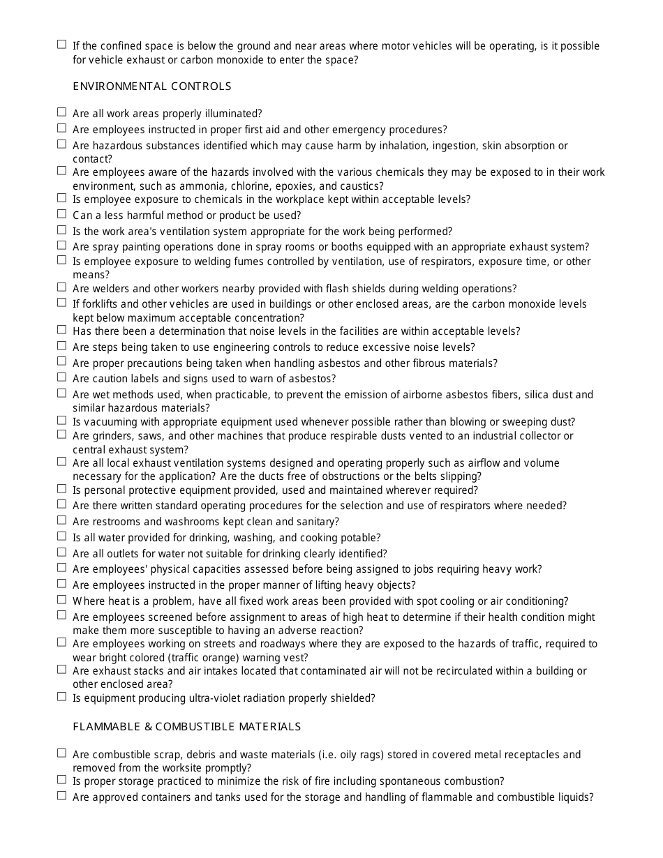 Hazard Assessment Checklist - California, Page 11
