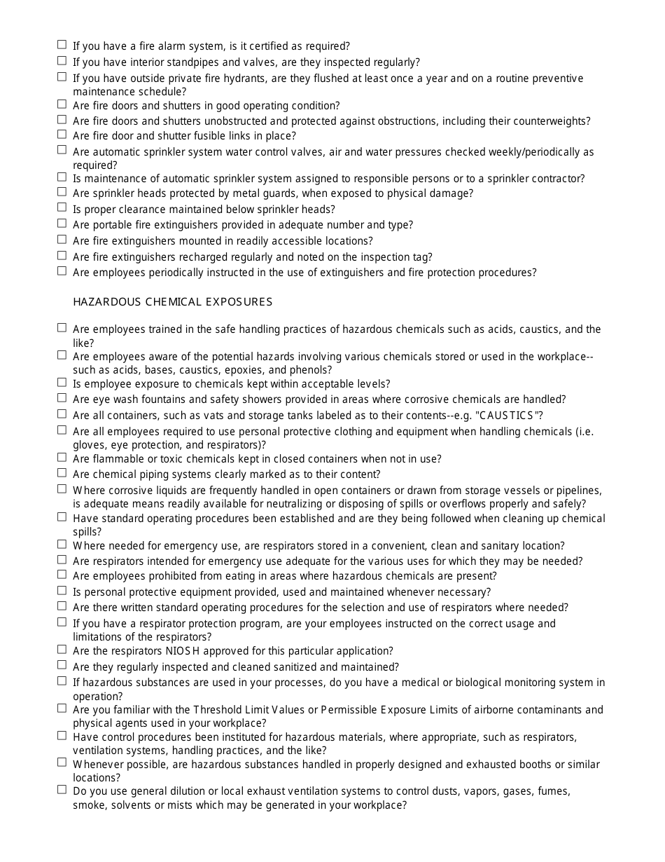 Hazard Assessment Checklist - California, Page 13