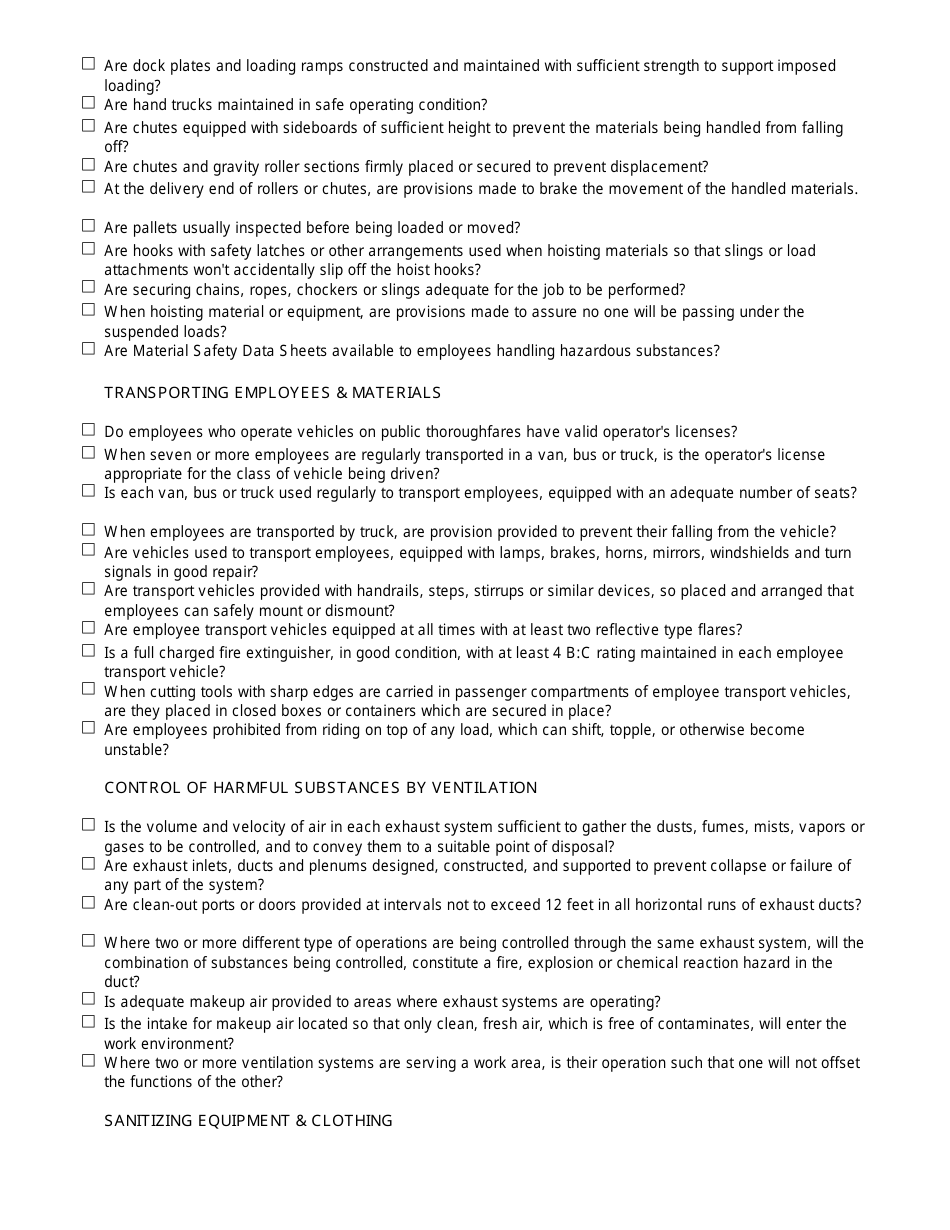 Hazard Assessment Checklist - California, Page 17