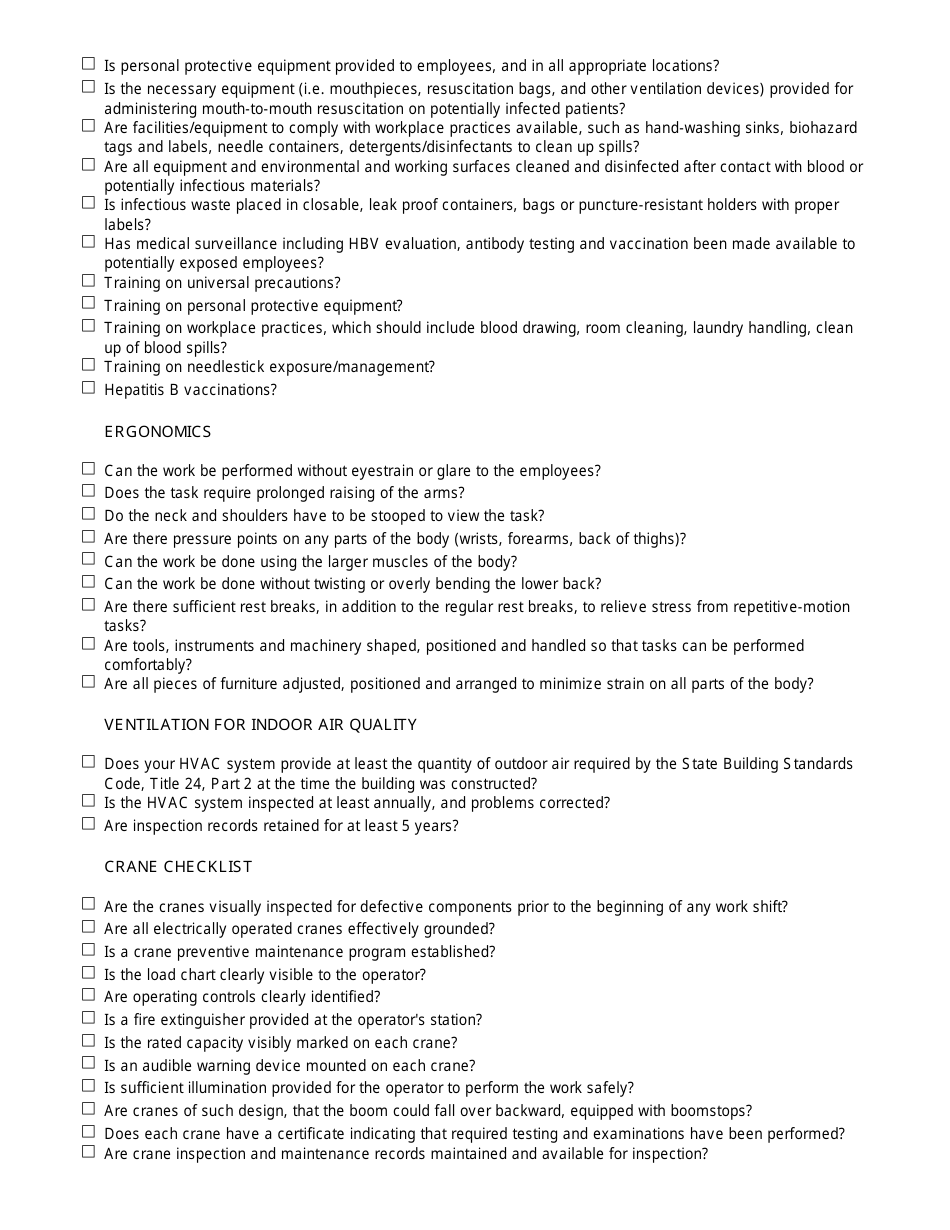 Hazard Assessment Checklist - California, Page 19