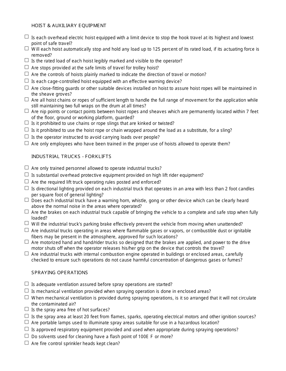 Hazard Assessment Checklist - California, Page 9