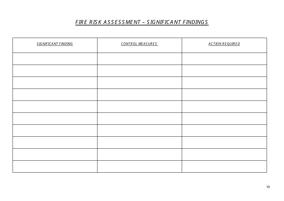 Fire Risk Assessment Template - Humberside Fire and Rescue, Page 19