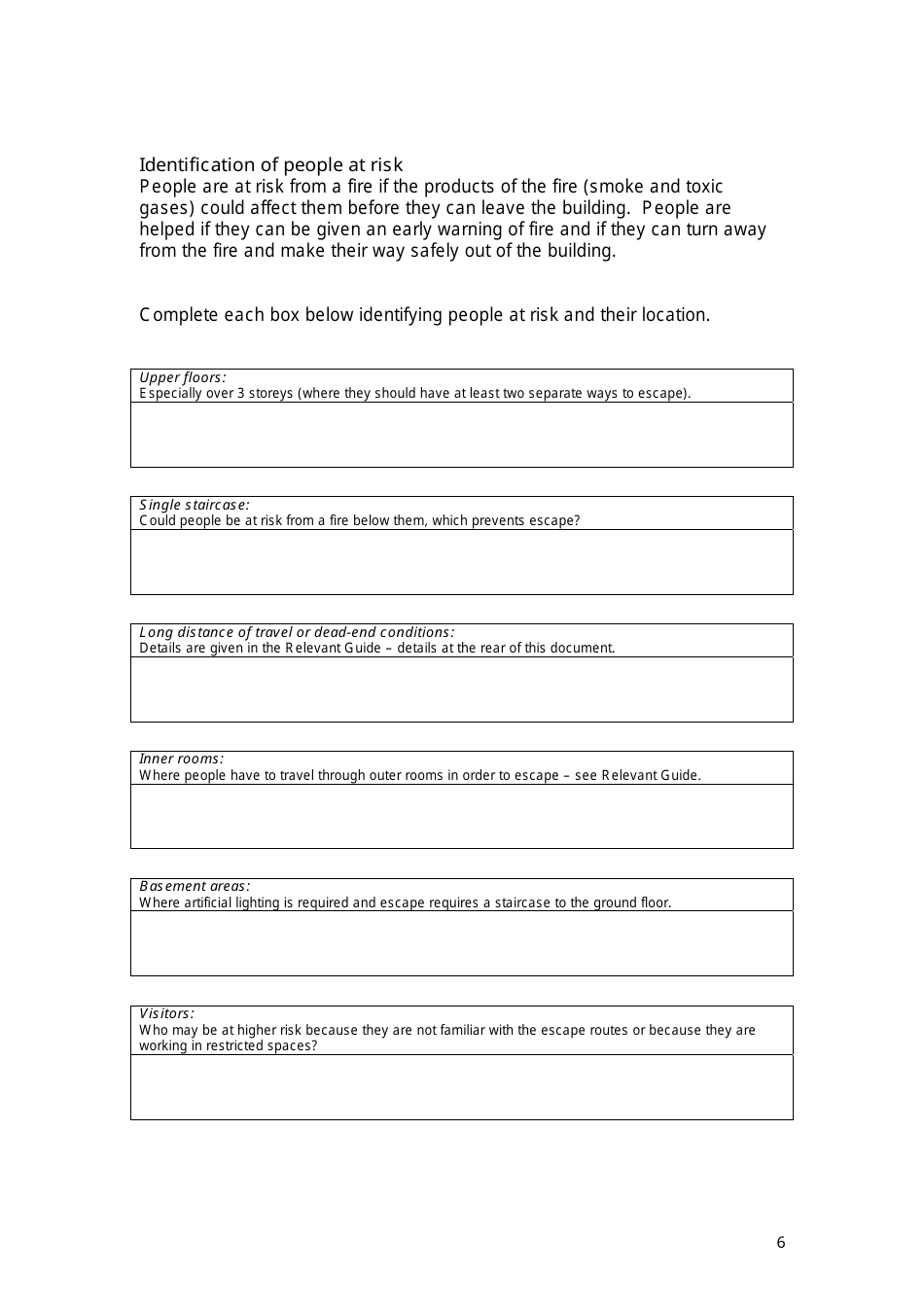 Fire Risk Assessment Template - Humberside Fire and Rescue, Page 6