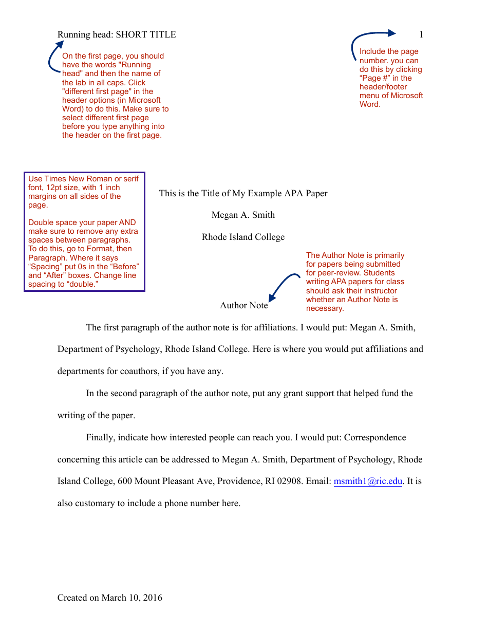Sample Apa Paper Outline Document