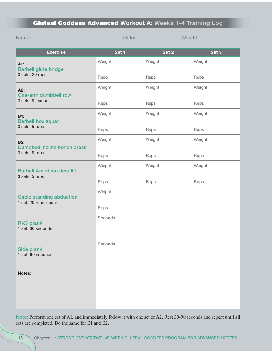 Strong Curves Workout - Weeks 1-12 Training Log Templates, Page 10