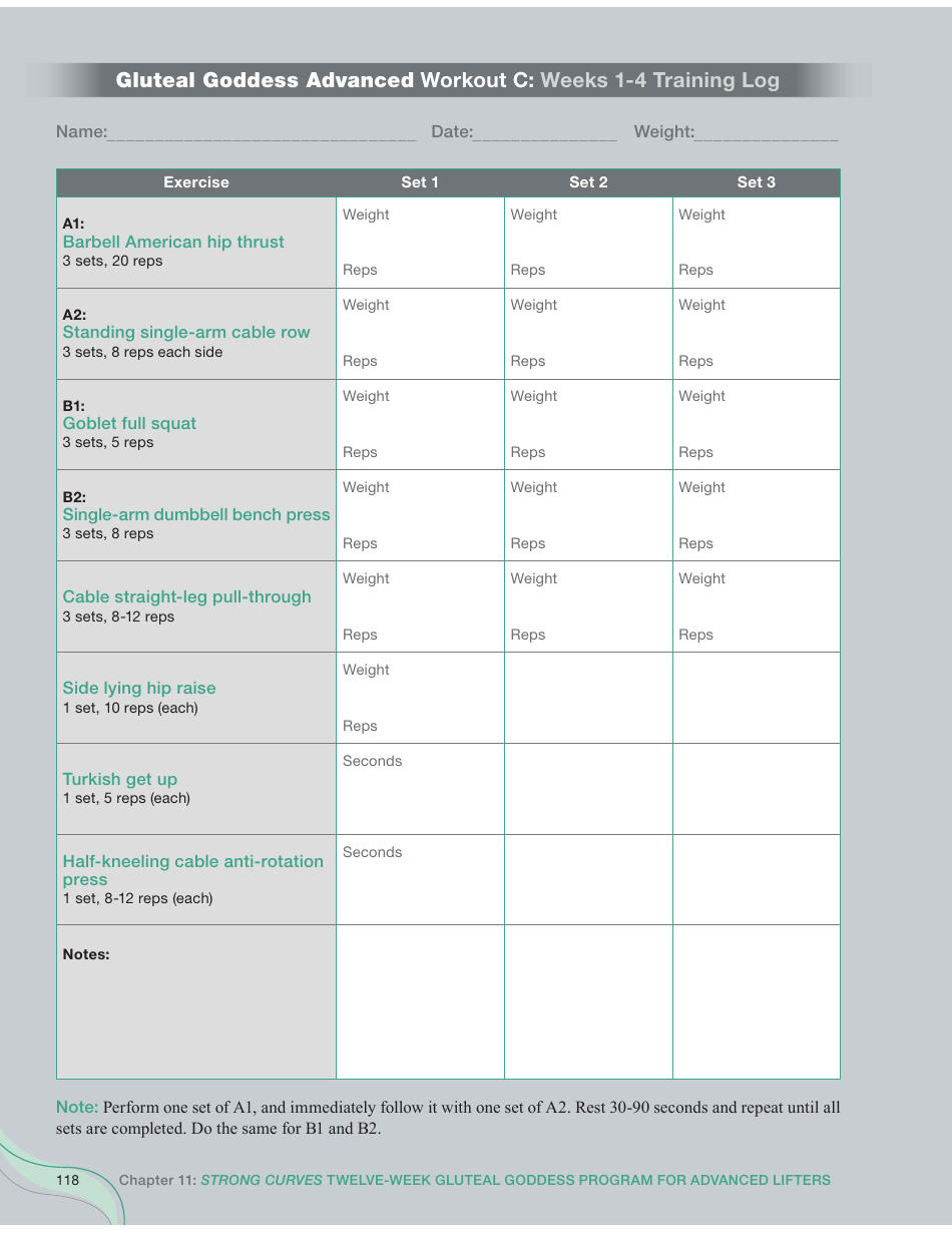 Strong Curves Workout - Weeks 1-12 Training Log Templates, Page 12