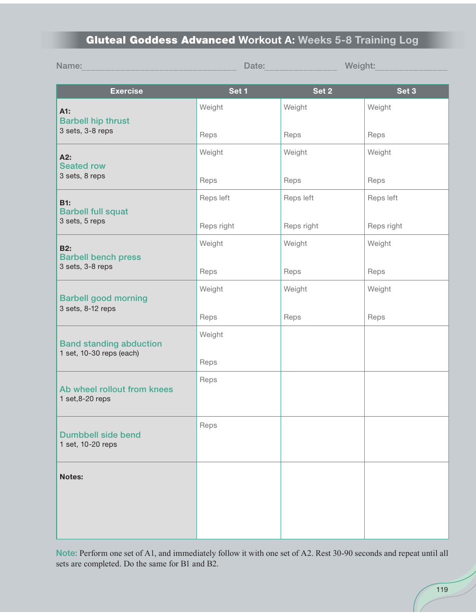 Strong Curves Workout - Weeks 1-12 Training Log Templates, Page 13