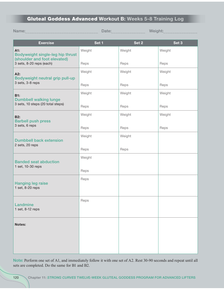 Strong Curves Workout - Weeks 1-12 Training Log Templates, Page 14