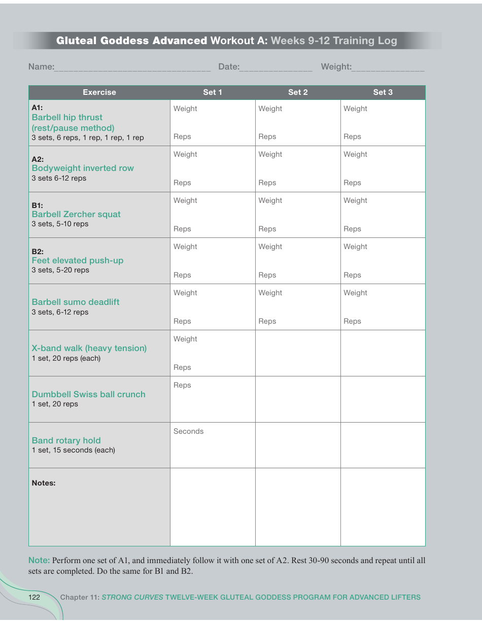 Strong Curves Workout - Weeks 1-12 Training Log Templates, Page 16