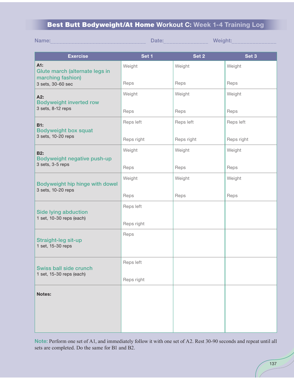 Strong Curves Workout - Weeks 1-12 Training Log Templates, Page 21