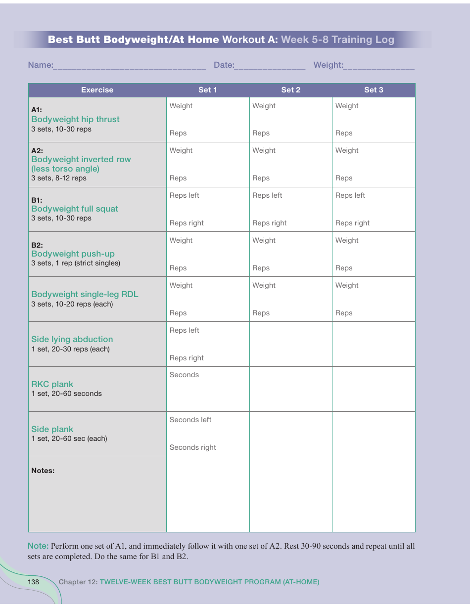 Strong Curves Workout - Weeks 1-12 Training Log Templates, Page 22