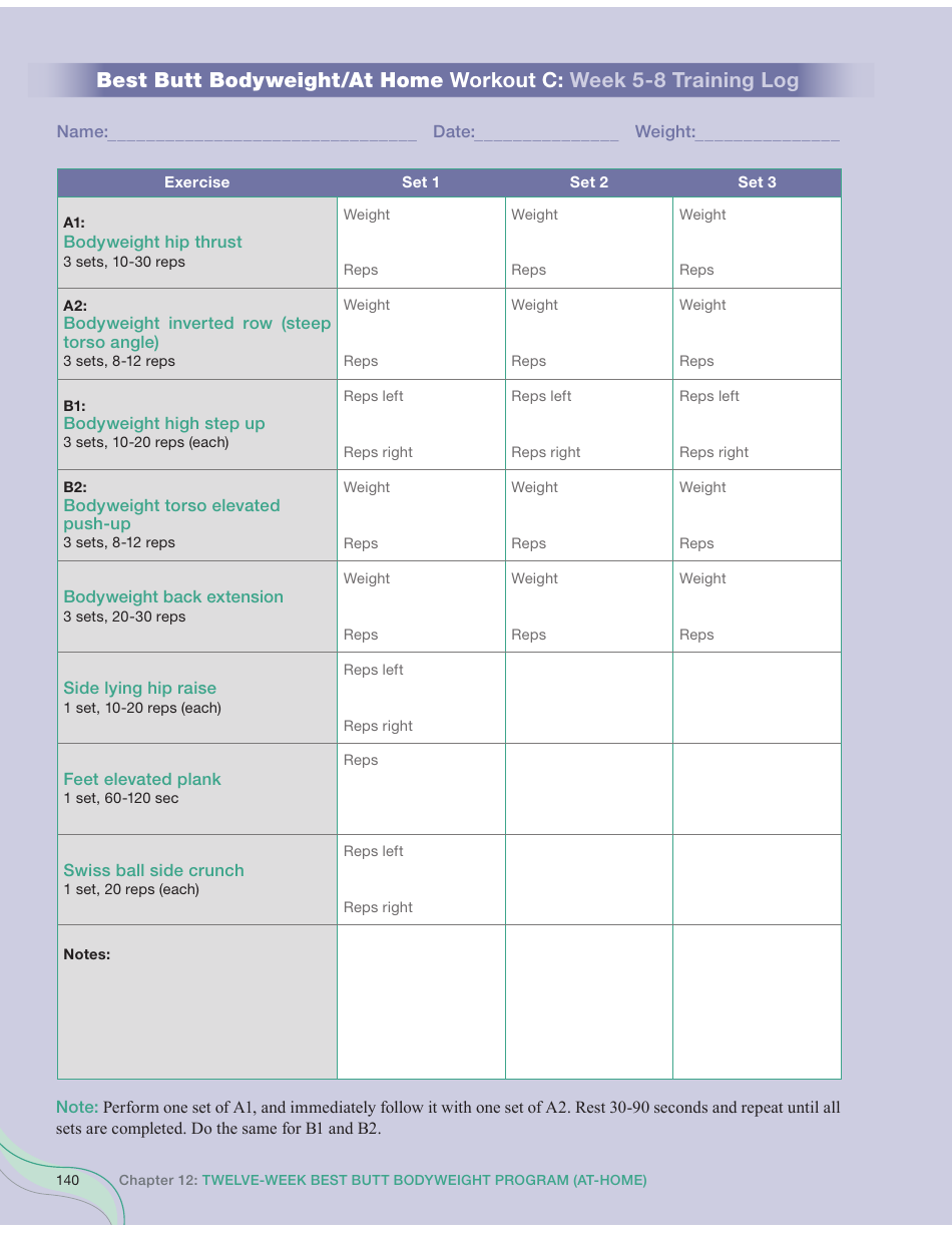 Strong Curves Workout - Weeks 1-12 Training Log Templates, Page 24