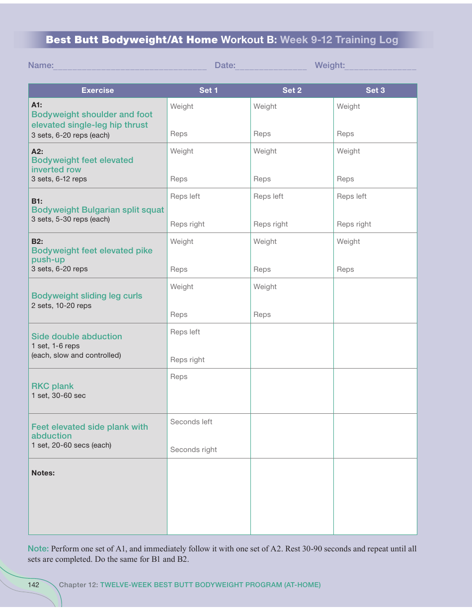 Strong Curves Workout - Weeks 1-12 Training Log Templates, Page 26