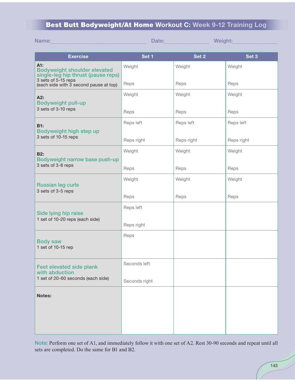 Strong Curves Workout - Weeks 1-12 Training Log Templates, Page 27