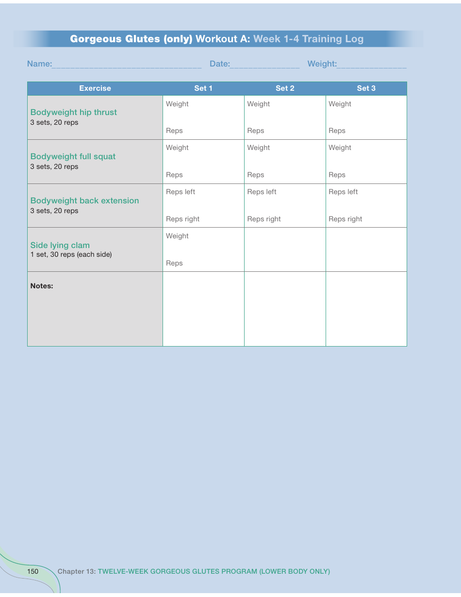 Strong Curves Workout - Weeks 1-12 Training Log Templates, Page 28