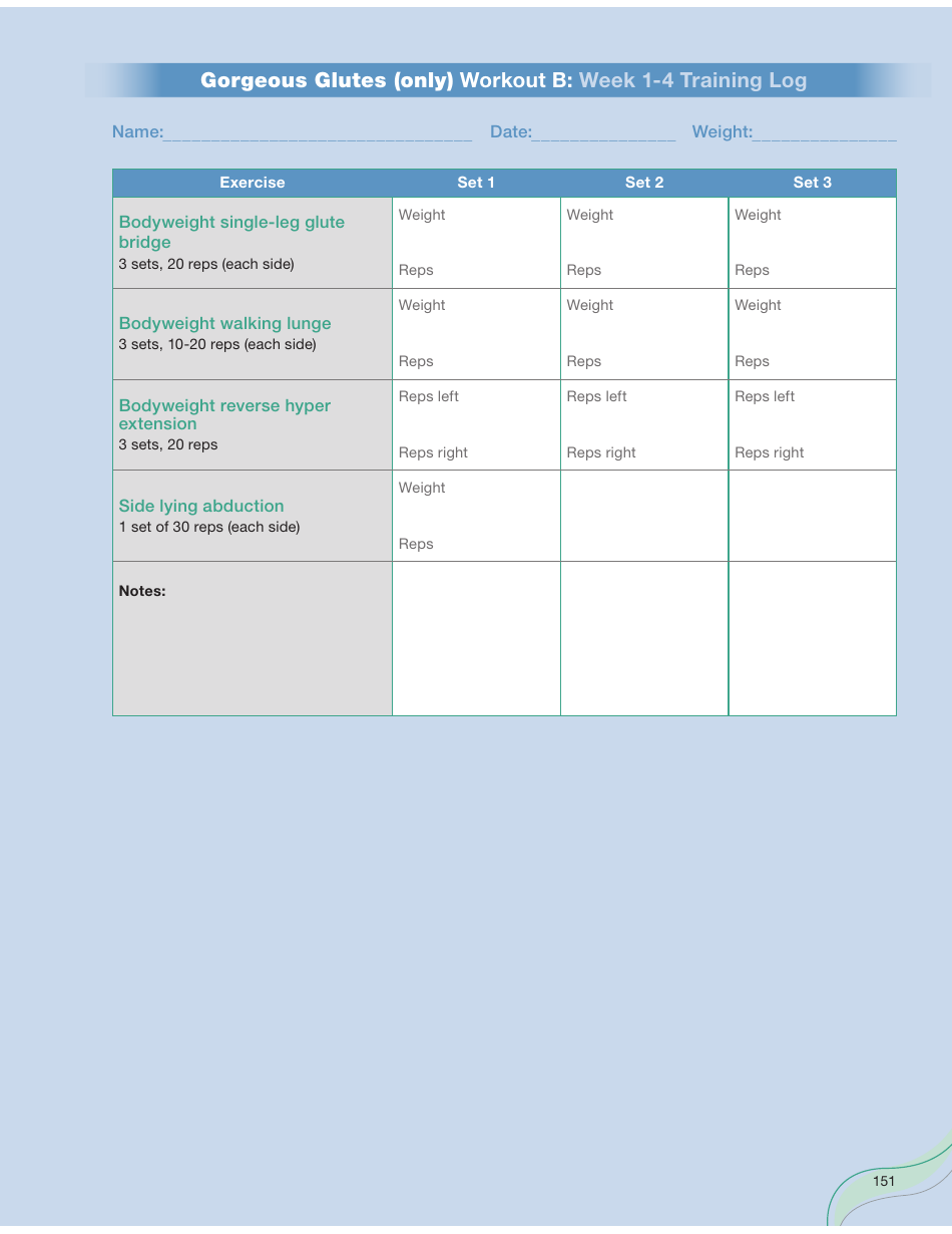 Strong Curves Workout - Weeks 1-12 Training Log Templates, Page 29