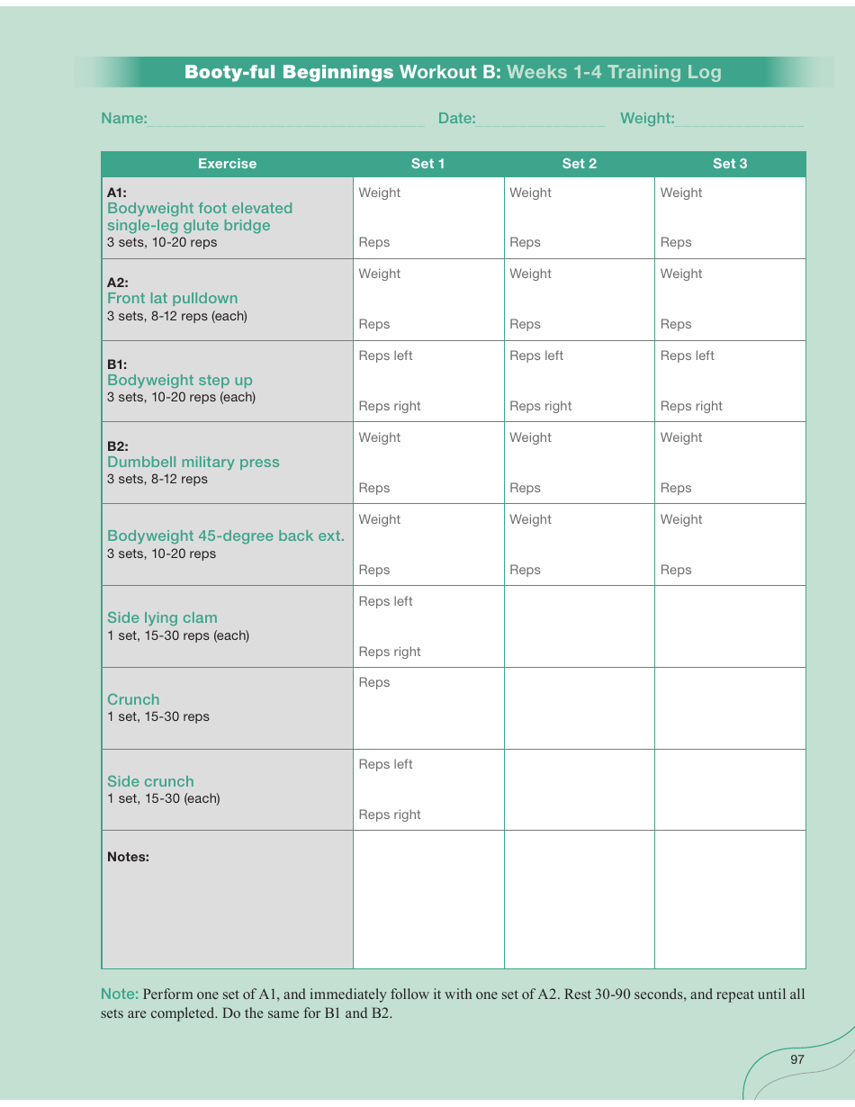 Strong Curves Workout - Weeks 1-12 Training Log Templates, Page 2