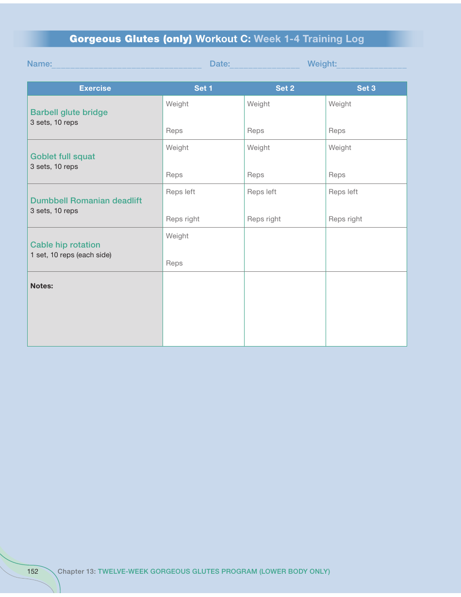 Strong Curves Workout - Weeks 1-12 Training Log Templates, Page 30