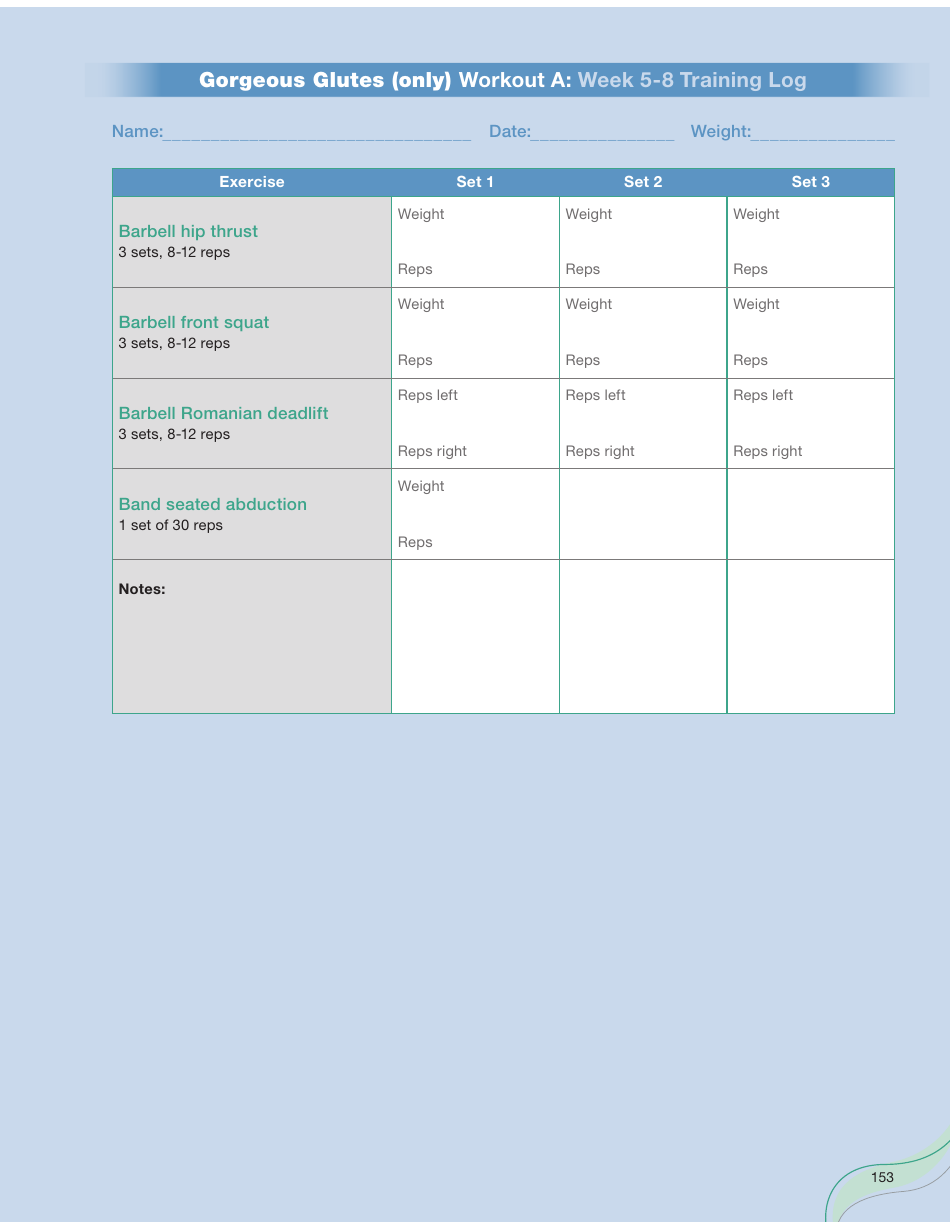 Strong Curves Workout - Weeks 1-12 Training Log Templates, Page 31