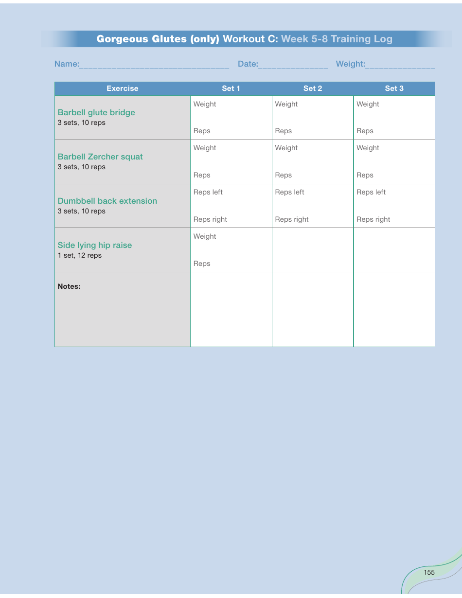 Strong Curves Workout - Weeks 1-12 Training Log Templates, Page 33