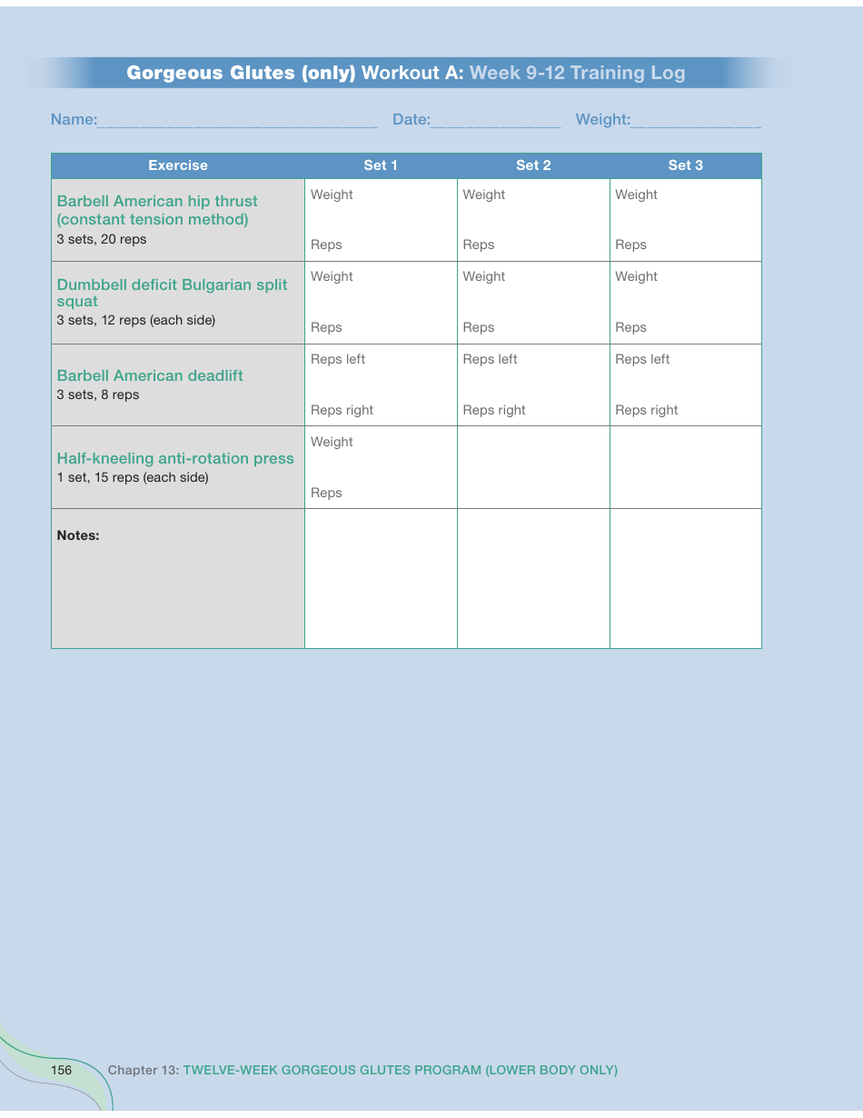 Strong Curves Workout - Weeks 1-12 Training Log Templates, Page 34