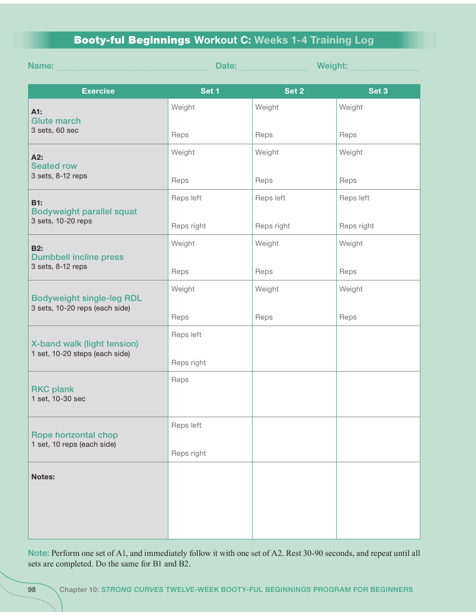 Strong Curves Workout - Weeks 1-12 Training Log Templates, Page 3