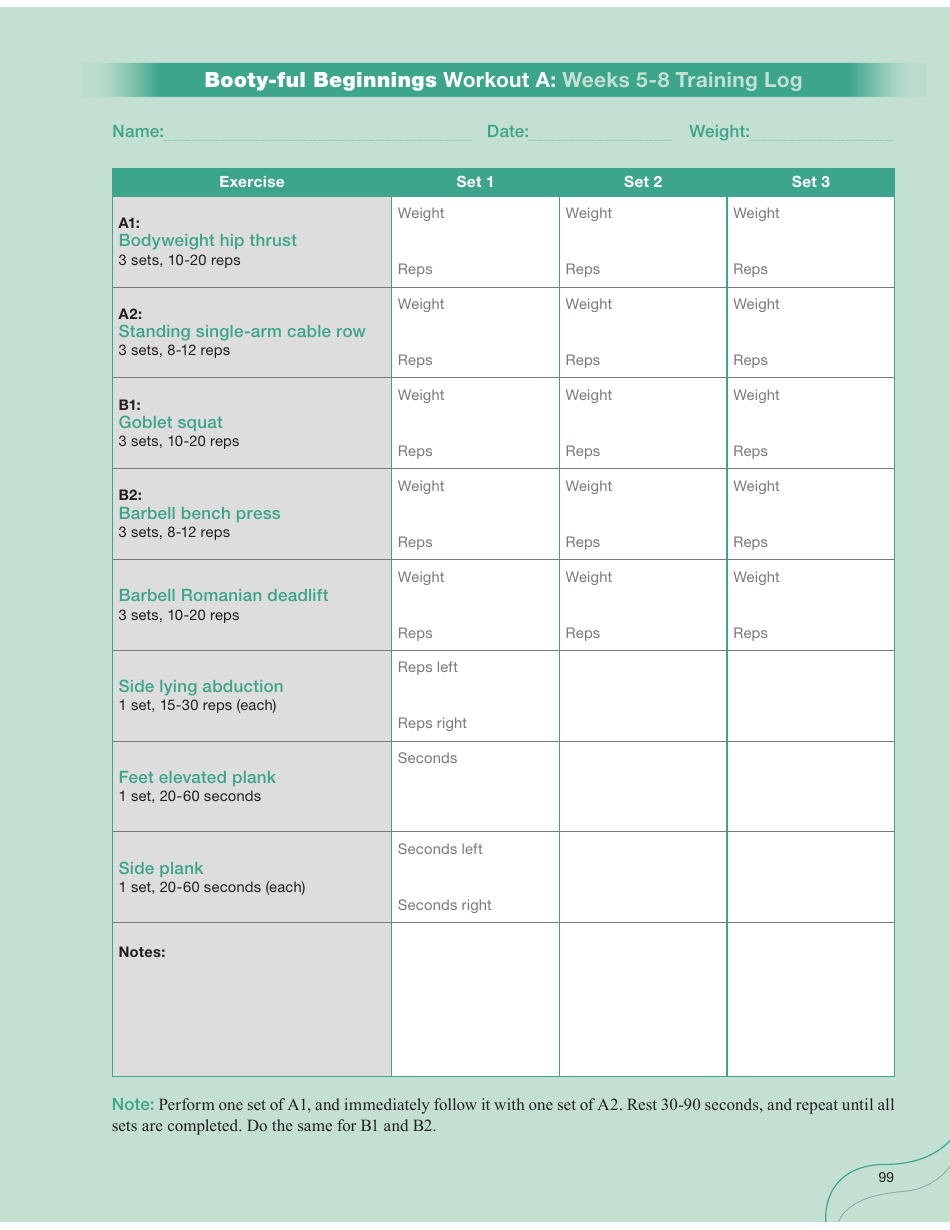 Strong Curves Workout - Weeks 1-12 Training Log Templates, Page 4