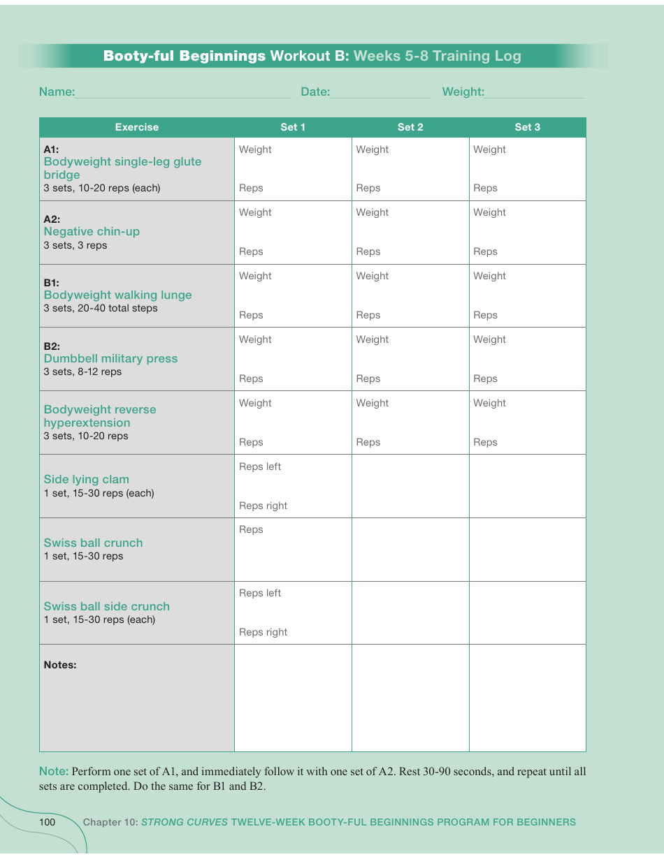 Strong Curves Workout - Weeks 1-12 Training Log Templates, Page 5