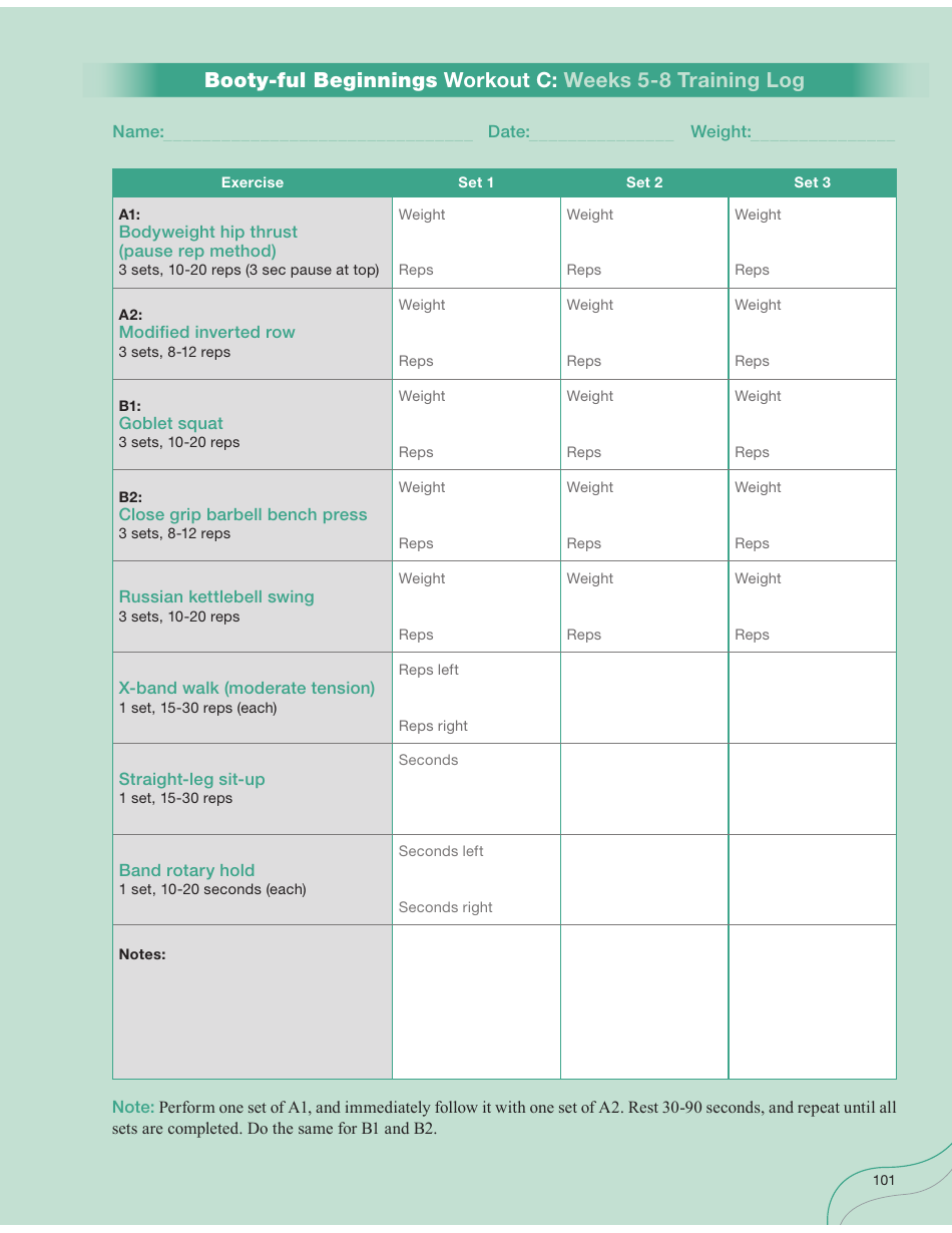 Strong Curves Workout - Weeks 1-12 Training Log Templates, Page 6