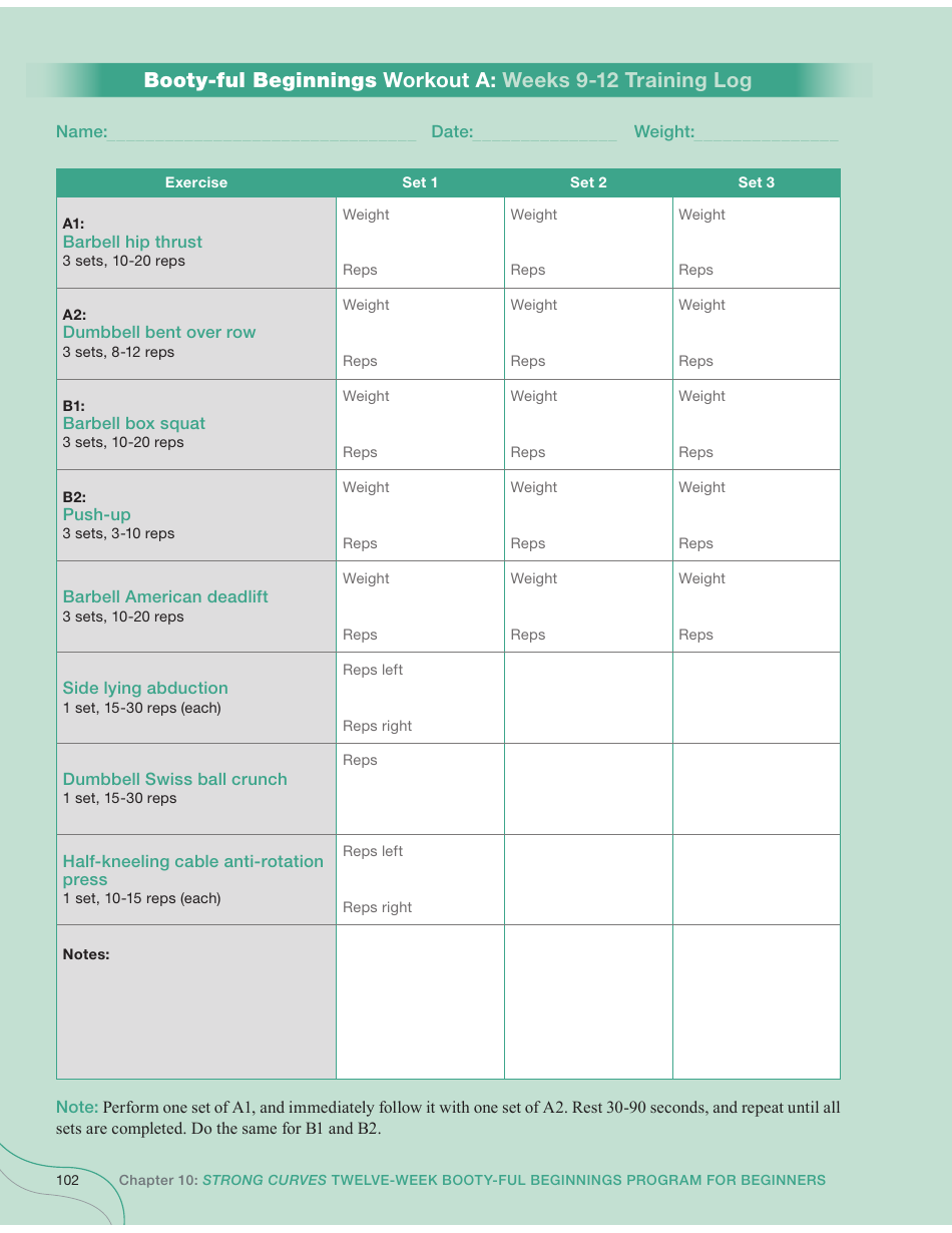 Strong Curves Workout - Weeks 1-12 Training Log Templates, Page 7