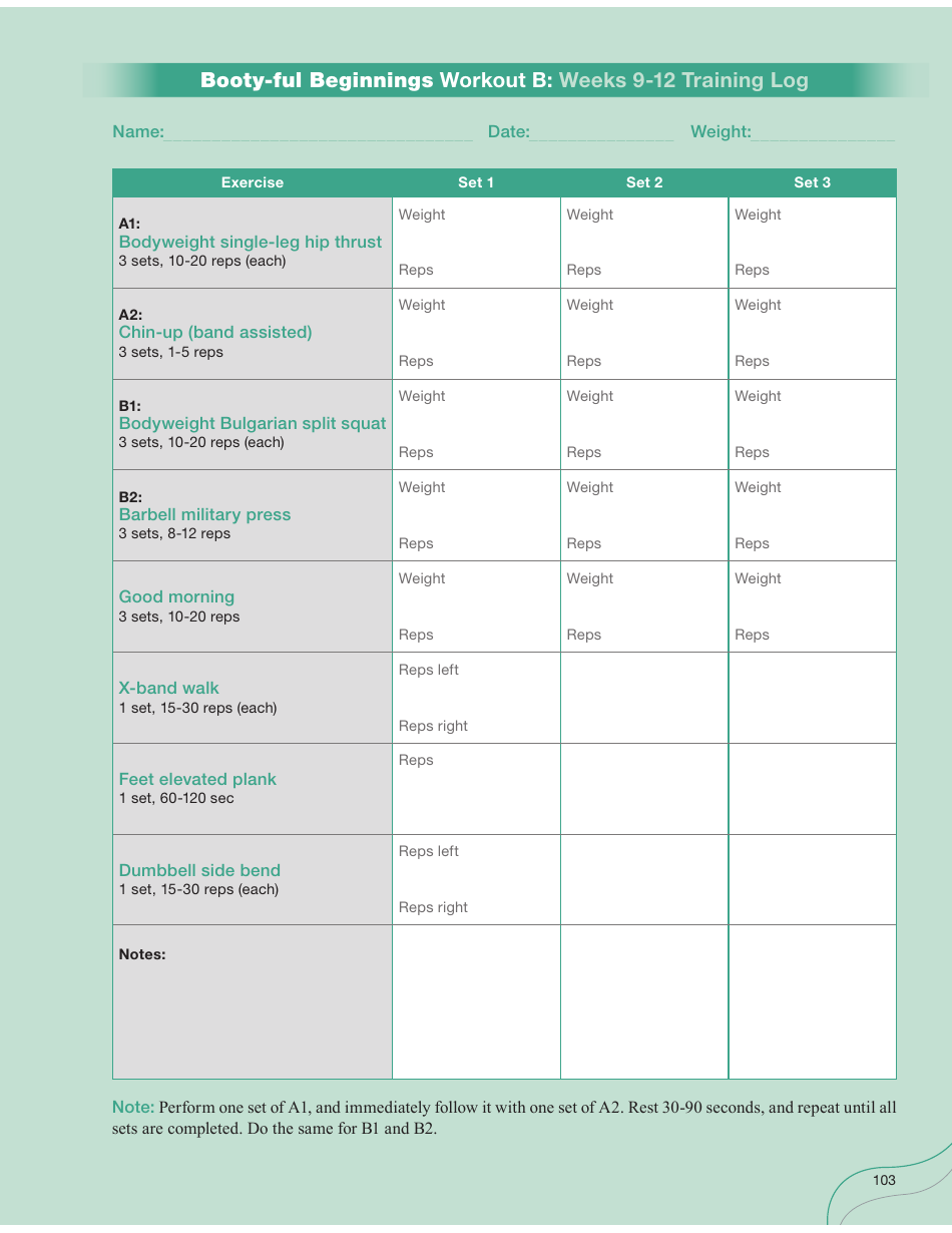 Strong Curves Workout - Weeks 1-12 Training Log Templates, Page 8