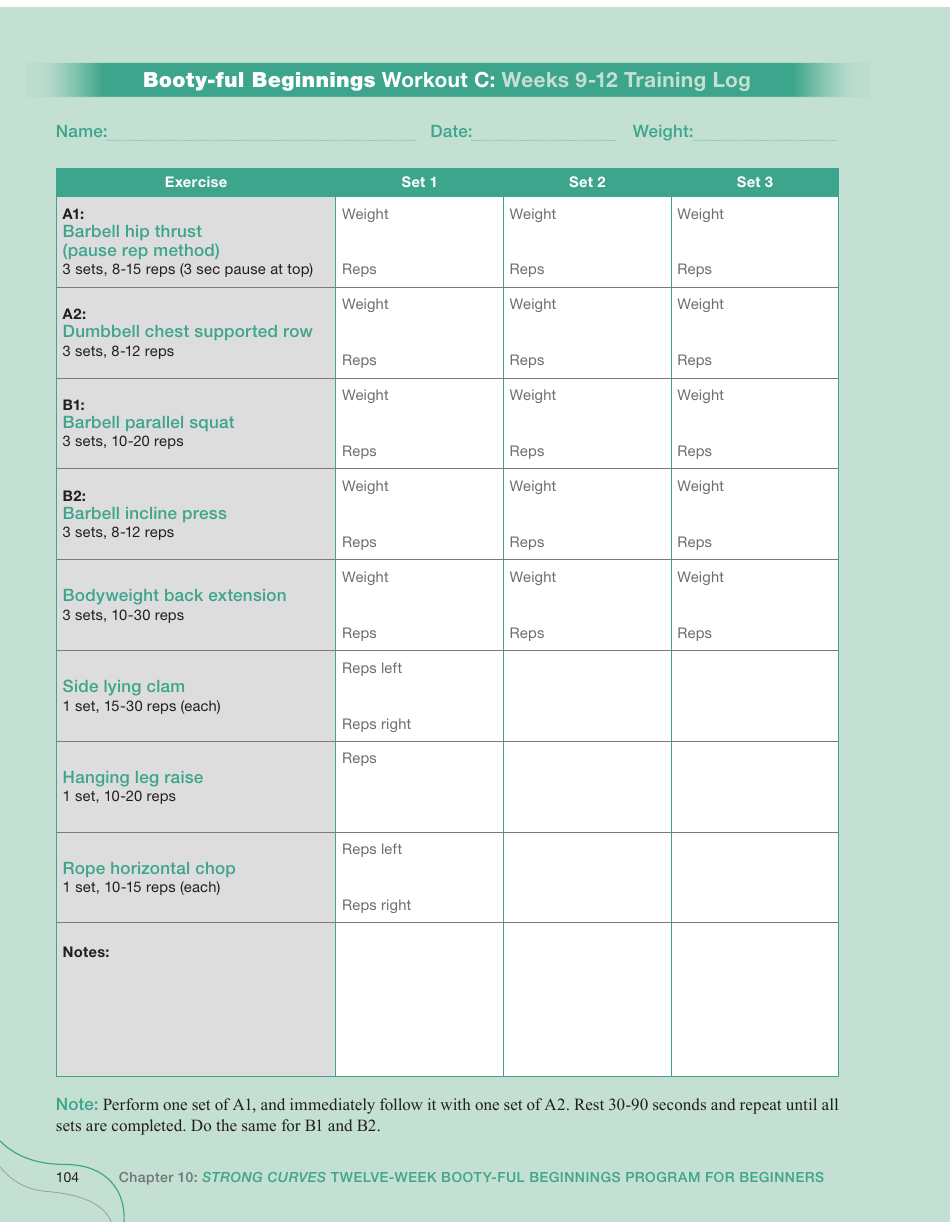 Strong Curves Workout - Weeks 1-12 Training Log Templates, Page 9