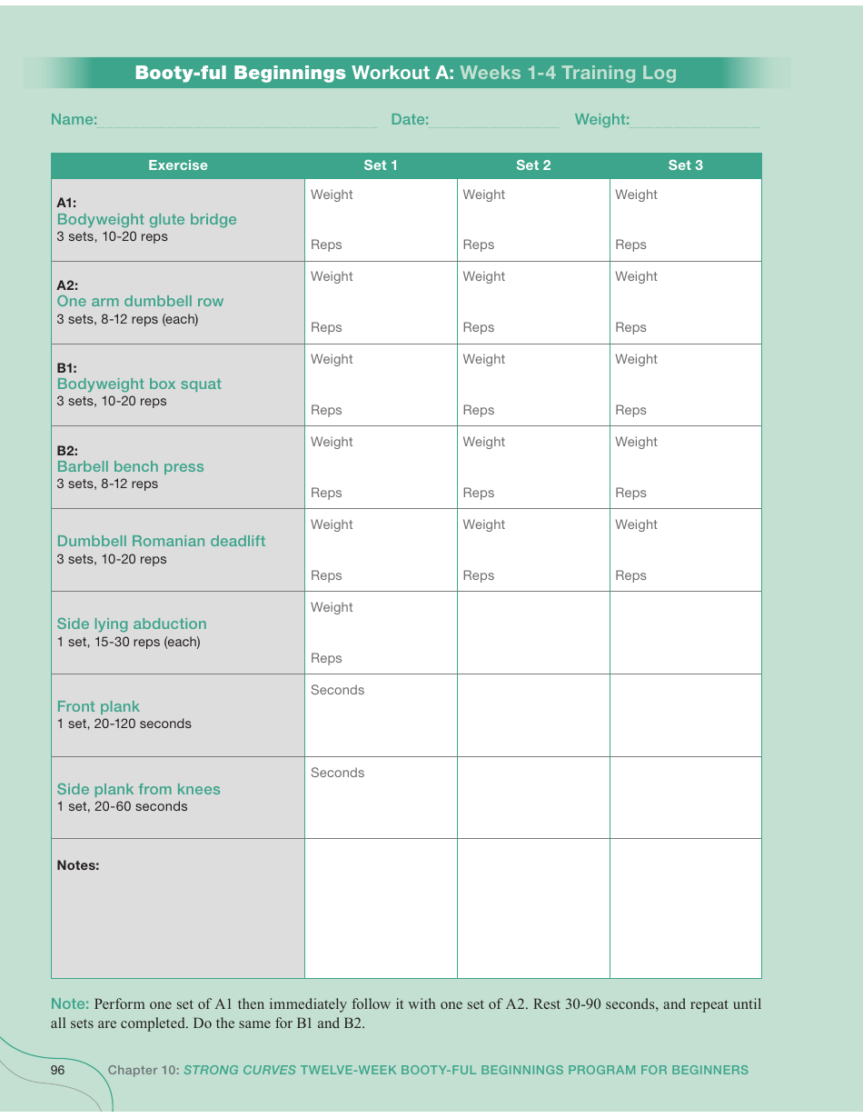 Strong Curves Workout Weeks 112 Training Log Templates
