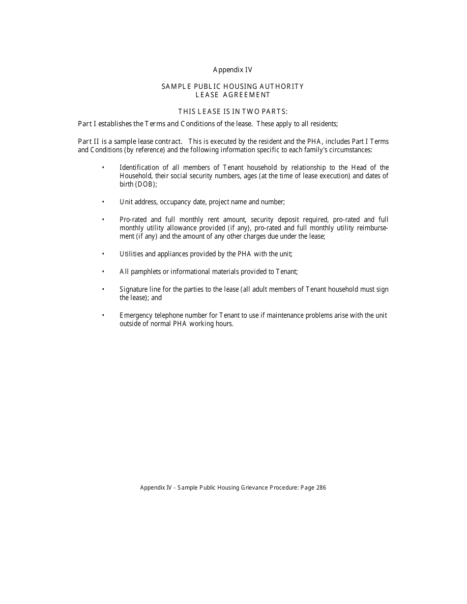 Public Housing Authority Lease Agreement Template, Page 1