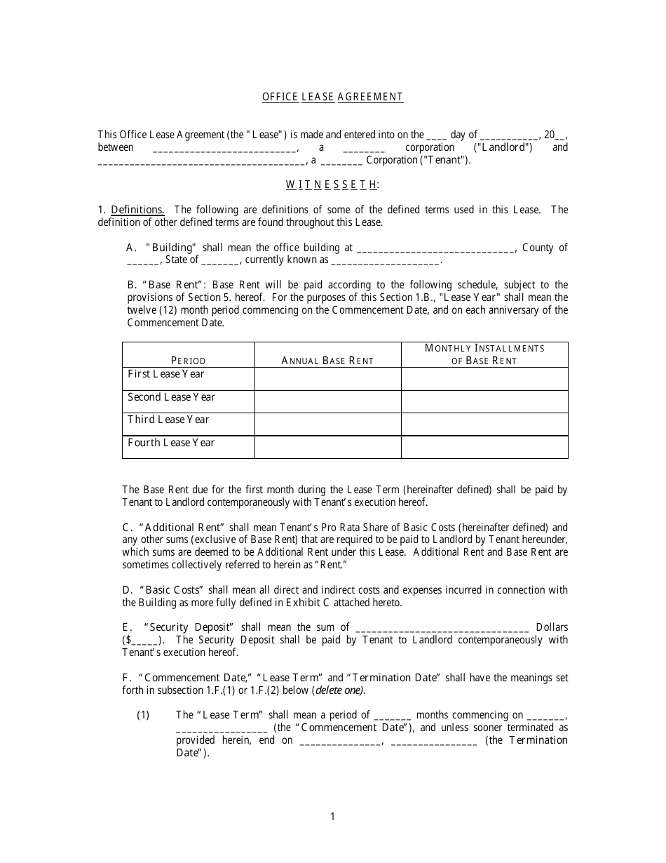 Office Lease Agreement Template, Page 4