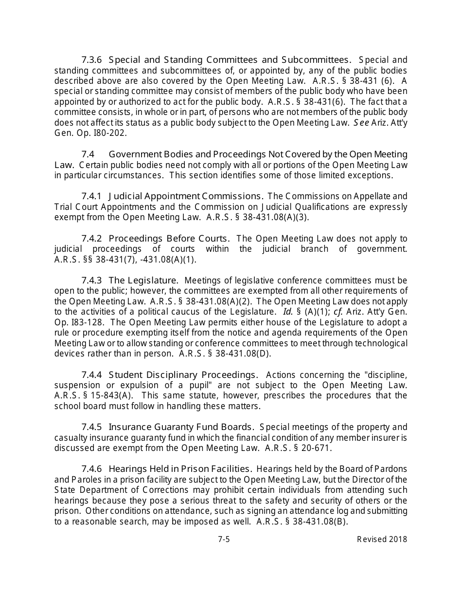 Arizona Agency Handbook - Chapter 7: Open Meetings - Arizona, Page 10