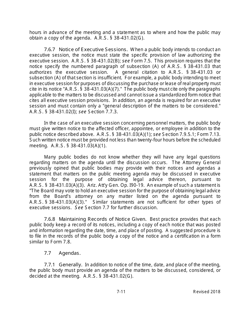 Arizona Agency Handbook - Chapter 7: Open Meetings - Arizona, Page 16