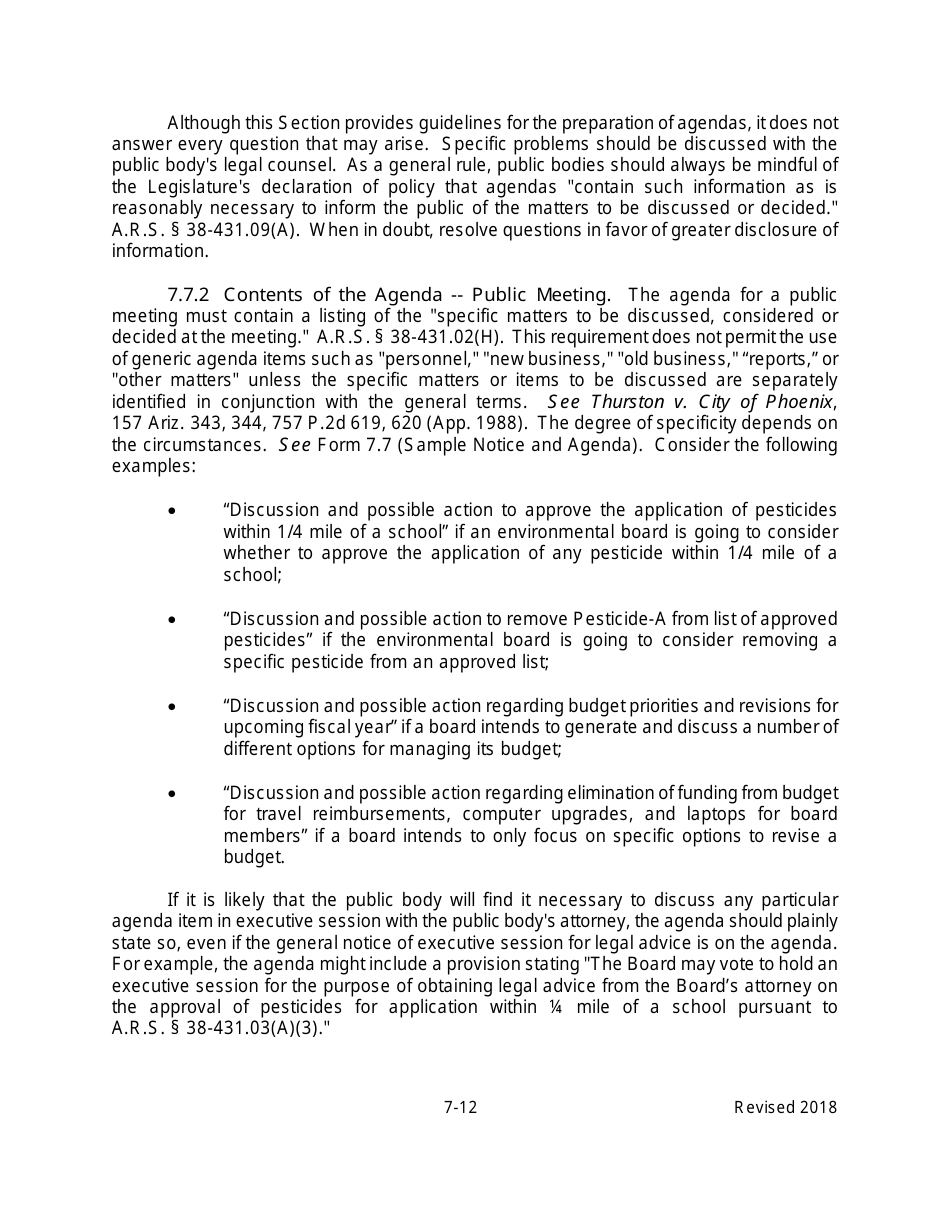 Arizona Agency Handbook - Chapter 7: Open Meetings - Arizona, Page 17