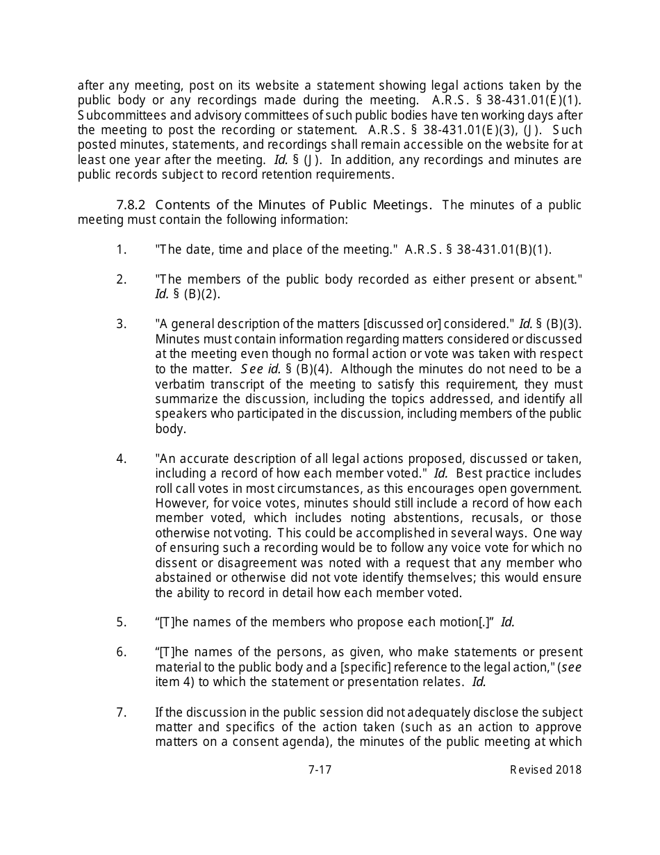 Arizona Agency Handbook - Chapter 7: Open Meetings - Arizona, Page 22