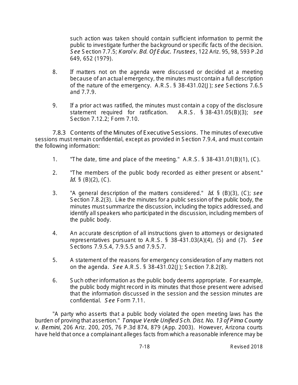 Arizona Agency Handbook - Chapter 7: Open Meetings - Arizona, Page 23