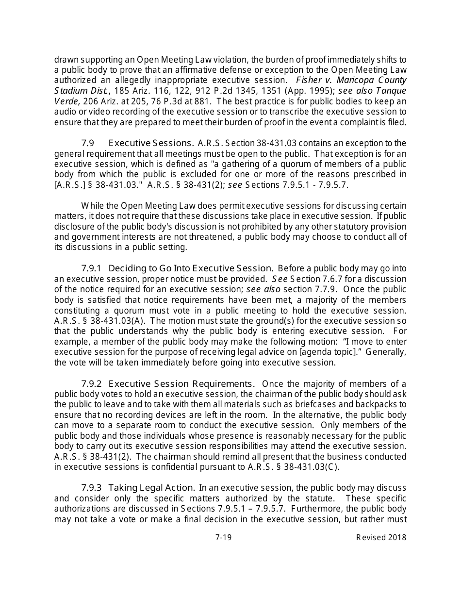 Arizona Agency Handbook - Chapter 7: Open Meetings - Arizona, Page 24