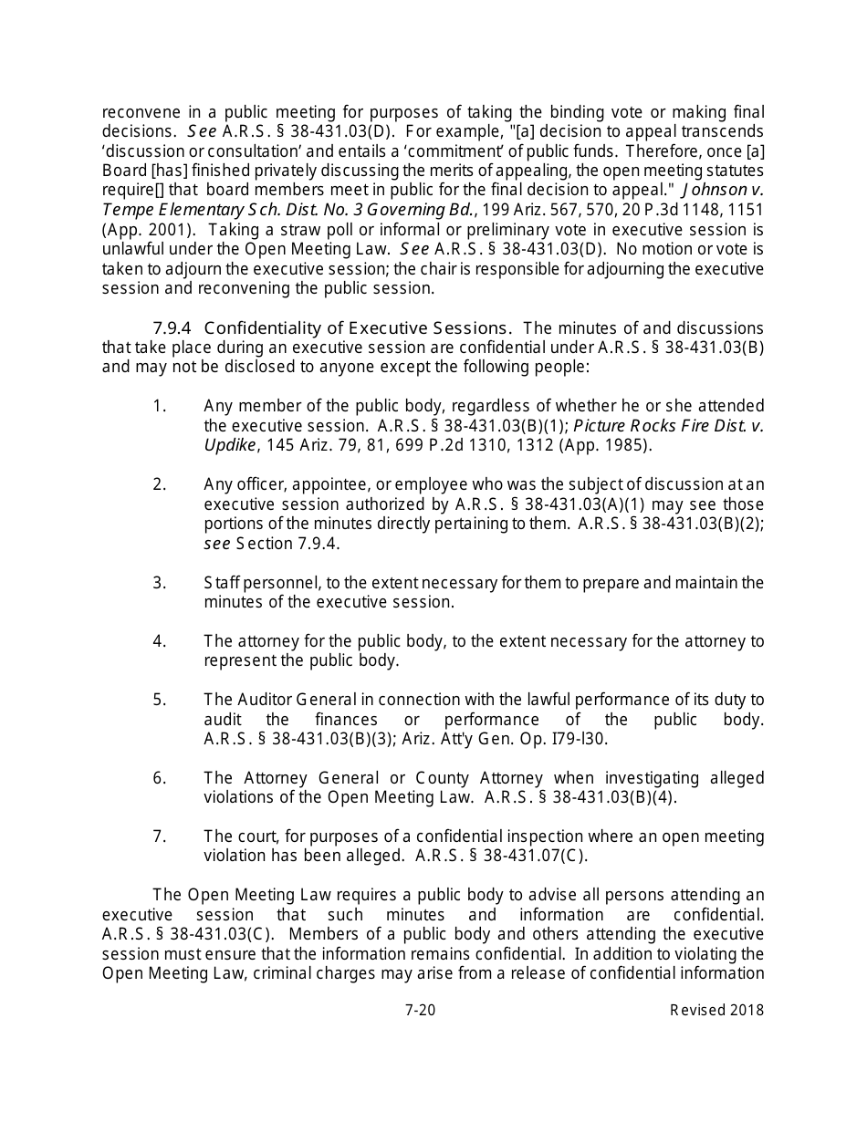 Arizona Agency Handbook - Chapter 7: Open Meetings - Arizona, Page 25