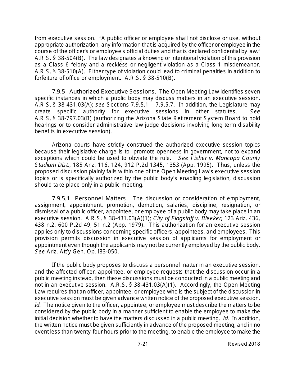 Arizona Agency Handbook - Chapter 7: Open Meetings - Arizona, Page 26