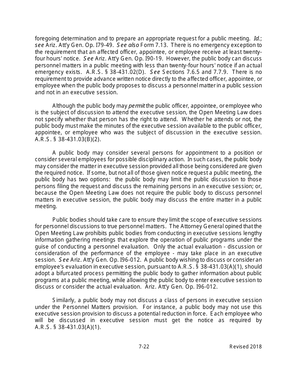 Arizona Agency Handbook - Chapter 7: Open Meetings - Arizona, Page 27
