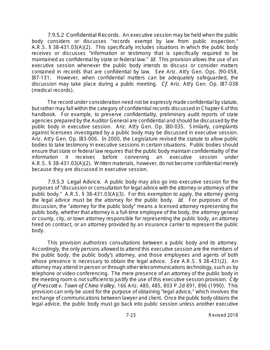 Arizona Agency Handbook - Chapter 7: Open Meetings - Arizona, Page 28