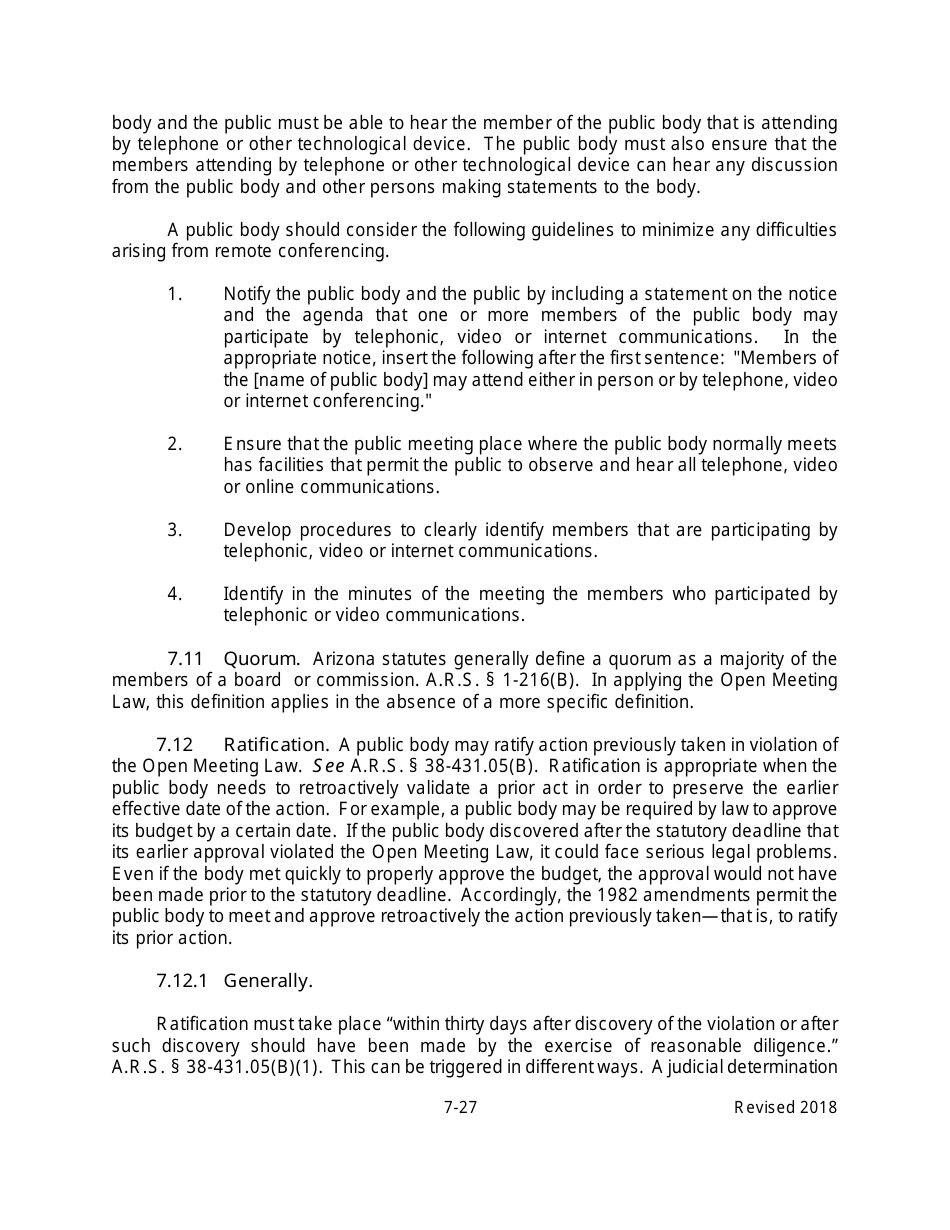 Arizona Agency Handbook - Chapter 7: Open Meetings - Arizona, Page 32