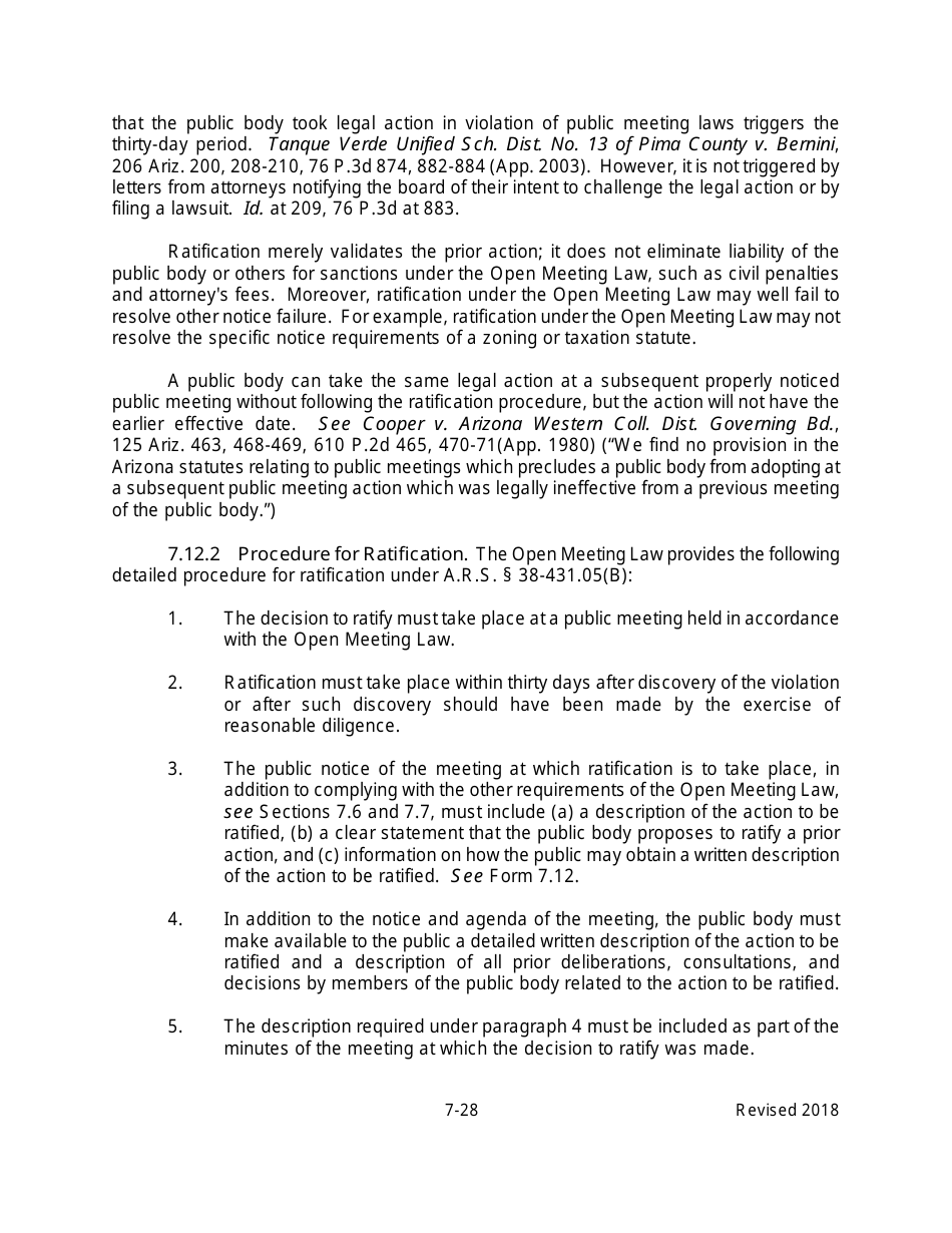 Arizona Agency Handbook - Chapter 7: Open Meetings - Arizona, Page 33