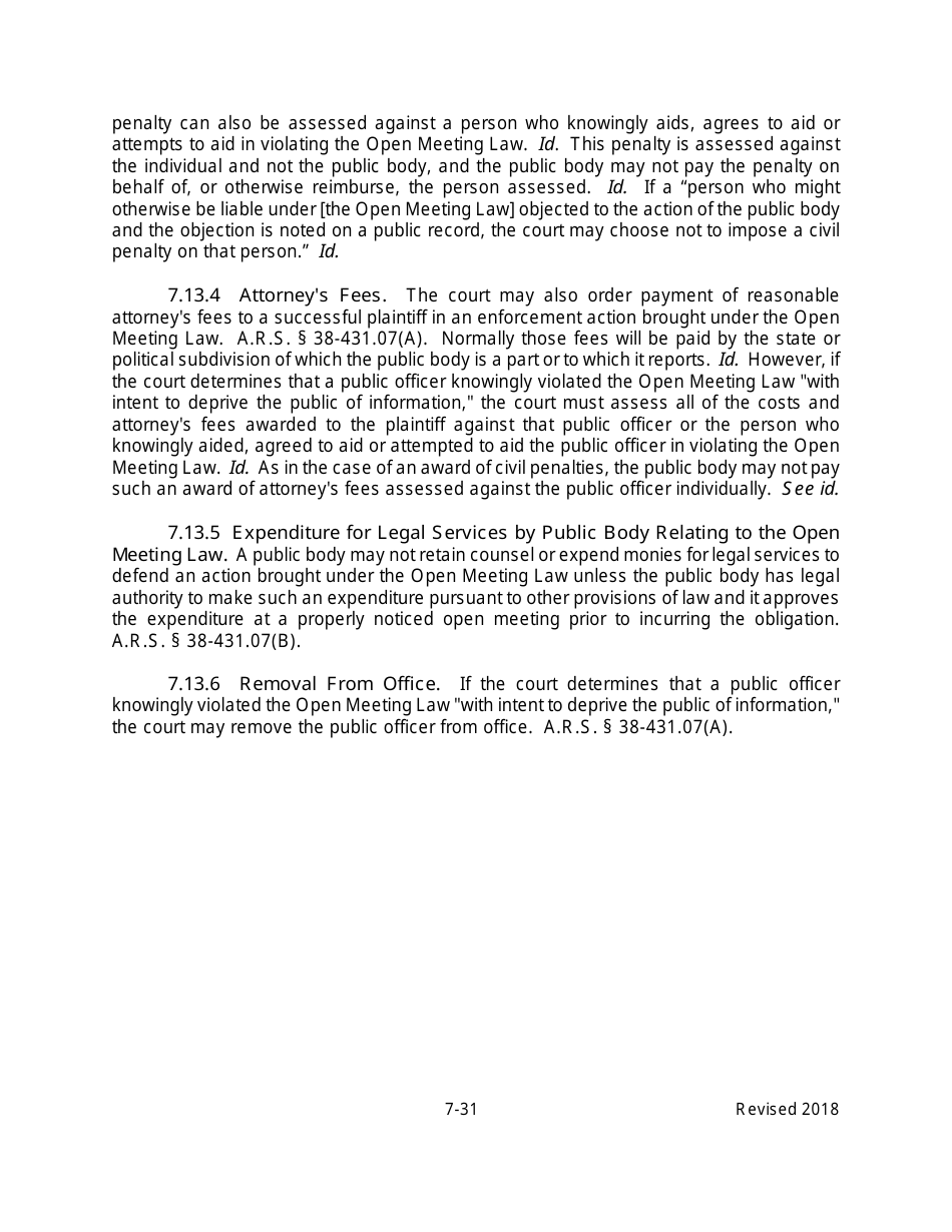 Arizona Agency Handbook - Chapter 7: Open Meetings - Arizona, Page 36