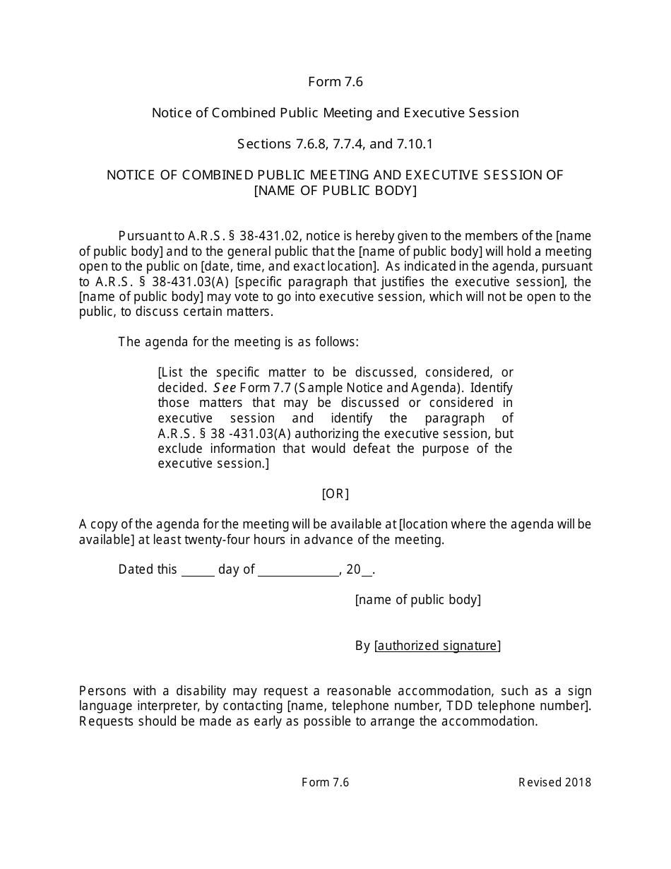 Arizona Agency Handbook - Chapter 7: Open Meetings - Arizona, Page 42