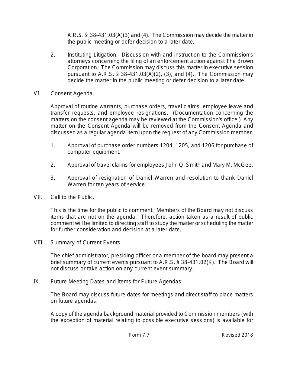 Arizona Agency Handbook - Chapter 7: Open Meetings - Arizona, Page 44